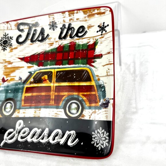 2 Geoffrey Allen 2014 Sleigh Bell 8.5" Square Plates by Certified Internat READ - Picture 5 of 12